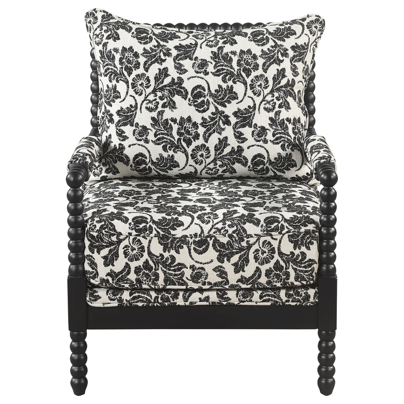 Blanchett Traditional Floral Upholstered Bobbin Accent Chair Black - 903235