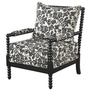 Blanchett Traditional Floral Upholstered Bobbin Accent Chair Black - 903235