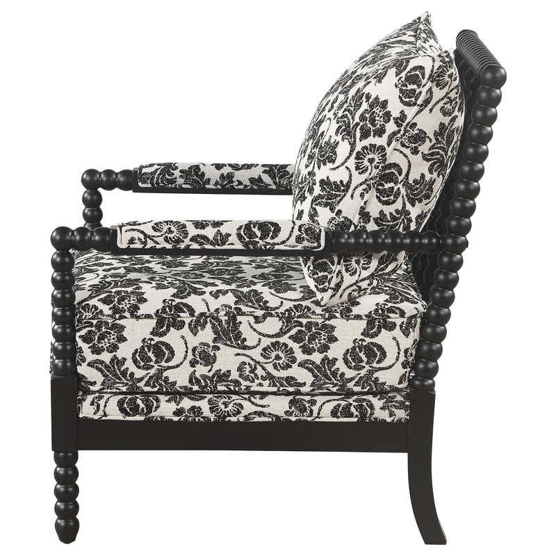 Blanchett Traditional Floral Upholstered Bobbin Accent Chair Black - 903235