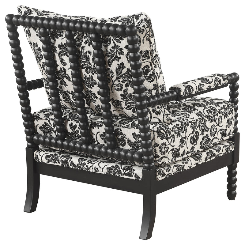 Blanchett Traditional Floral Upholstered Bobbin Accent Chair Black - 903235