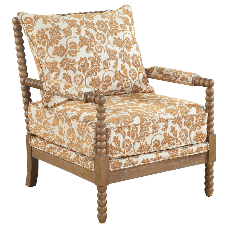 Blanchett Upholstered Bobbin Accent Chair Apricot and Distressed Brown - 903236