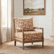 Blanchett Upholstered Bobbin Accent Chair Apricot and Distressed Brown - 903236