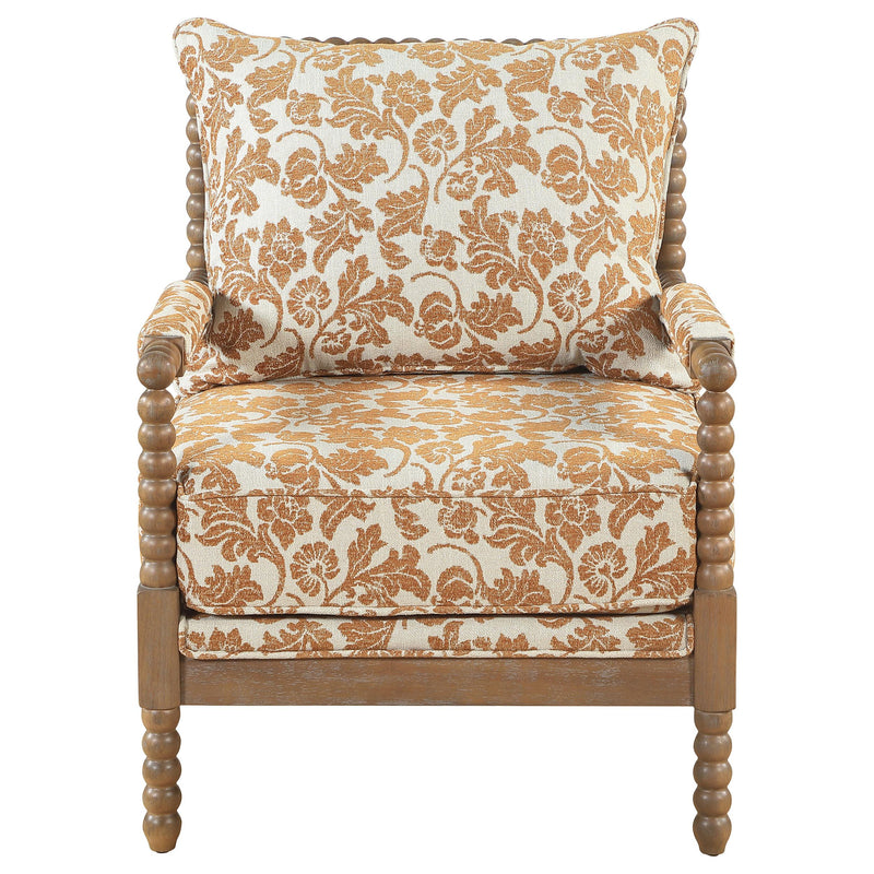 Blanchett Upholstered Bobbin Accent Chair Apricot and Distressed Brown - 903236