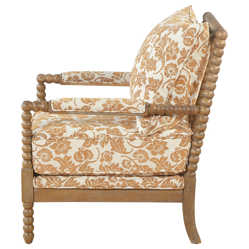 Blanchett Upholstered Bobbin Accent Chair Apricot and Distressed Brown - 903236