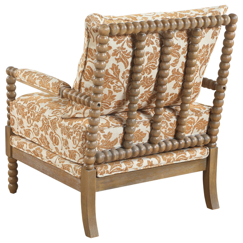 Blanchett Upholstered Bobbin Accent Chair Apricot and Distressed Brown - 903236