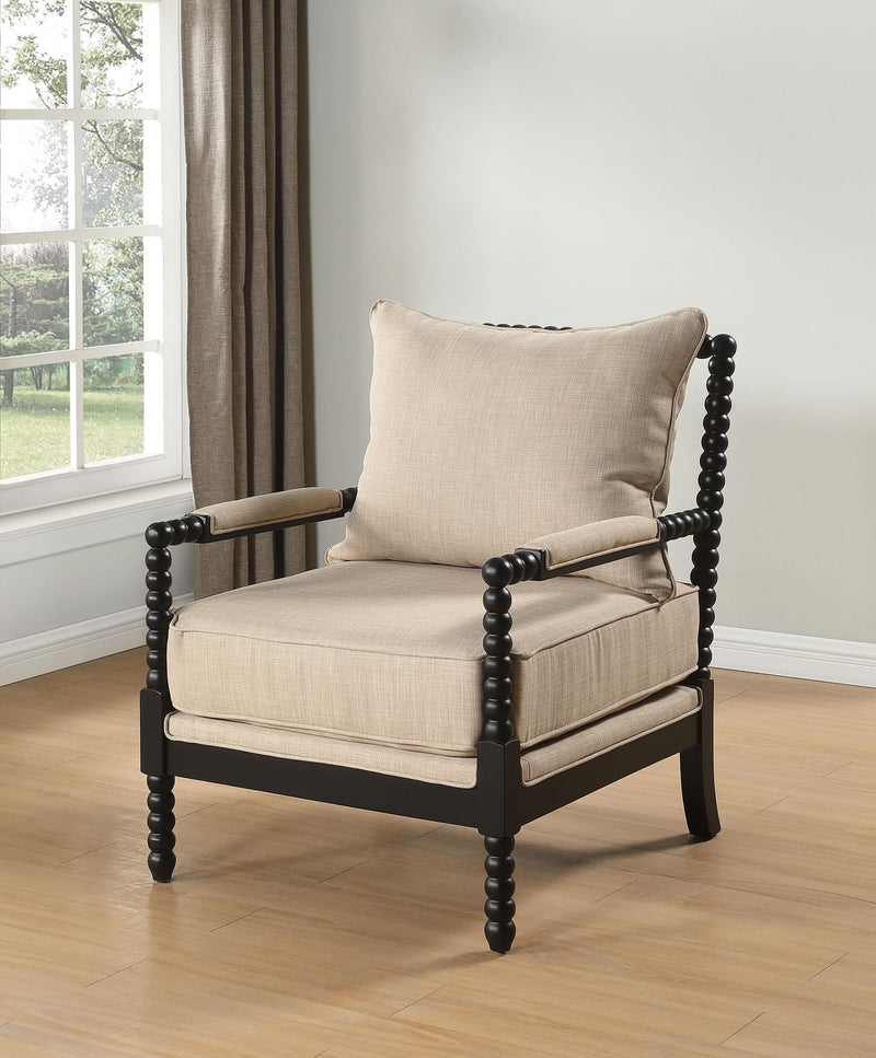 Blanchett Upholstered Bobbin Accent Chair Beige and Black - 903237