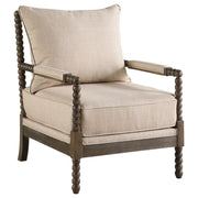Blanchett Upholstered Bobbin Accent Chair Beige and Distressed Brown - 905362
