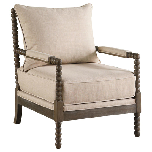 Blanchett Upholstered Bobbin Accent Chair Beige and Distressed Brown - 905362