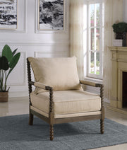 Blanchett Upholstered Bobbin Accent Chair Beige and Distressed Brown - 905362