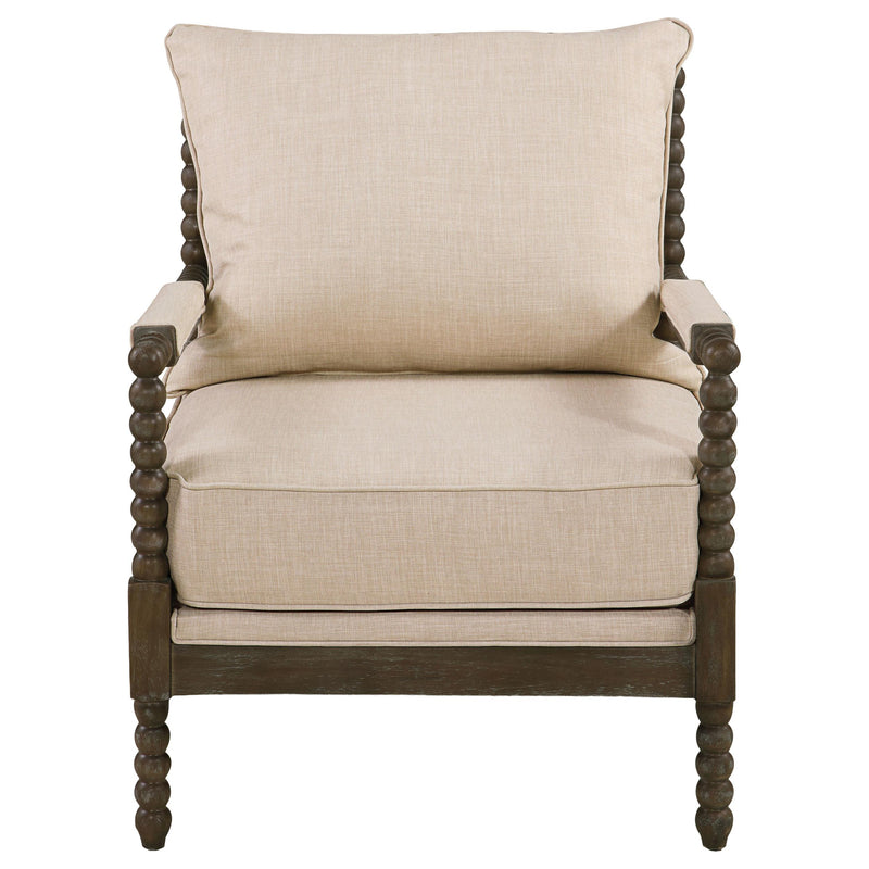 Blanchett Upholstered Bobbin Accent Chair Beige and Distressed Brown - 905362