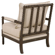 Blanchett Upholstered Bobbin Accent Chair Beige and Distressed Brown - 905362