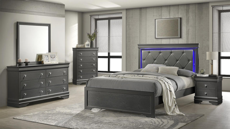 Blaze Full 5PC Bedroom Set in Gray - Blaze Full 5PC Bedroom Set in Gray