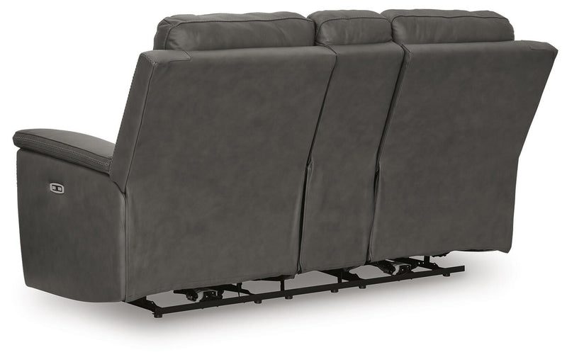 Bleckley Anchor Power Reclining Loveseat with Console - PCU1200018