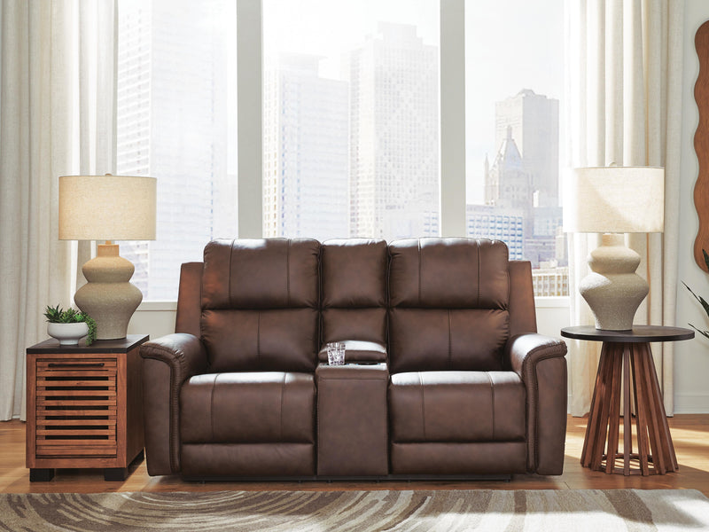 Bleckley Espresso Power Reclining Loveseat with Console - PCU1200118