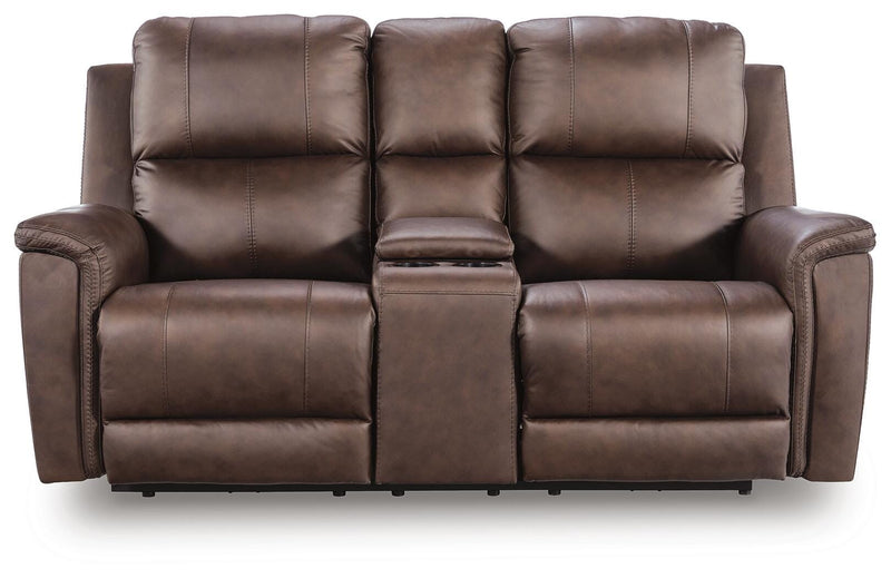 Bleckley Espresso Power Reclining Loveseat with Console - PCU1200118