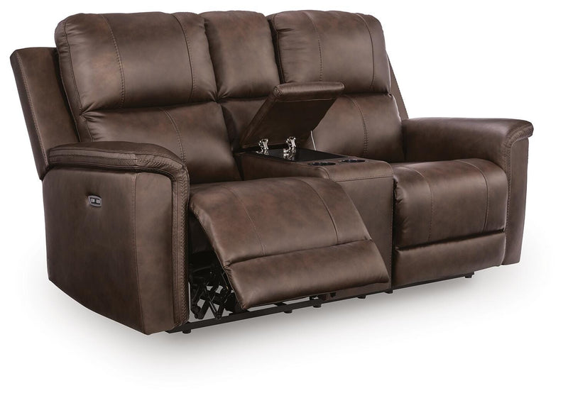 Bleckley Espresso Power Reclining Loveseat with Console - PCU1200118