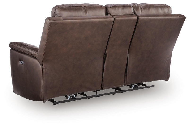 Bleckley Espresso Power Reclining Loveseat with Console - PCU1200118