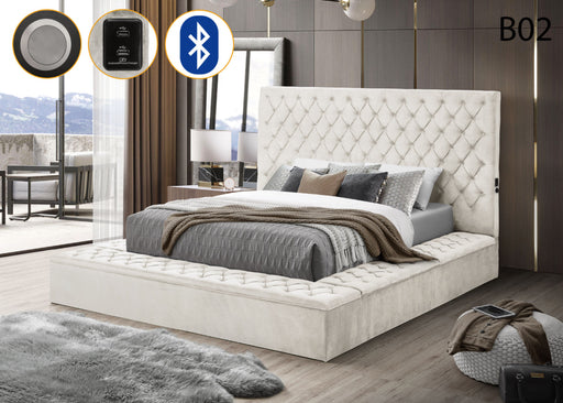 Bliss Cream Queen Square Bed - BLISS-CREAM-Q-SQ-BED