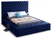 Bliss Velvet King Bed (3 Boxes) Blue - Gate FurnitureKing Bed