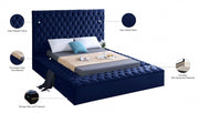 Bliss Velvet King Bed (3 Boxes) Blue - Gate FurnitureKing Bed