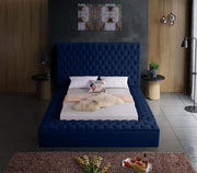 Bliss Velvet King Bed (3 Boxes) Blue - Gate FurnitureKing Bed