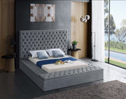 Bliss Velvet King Bed (3 Boxes) Grey - Gate FurnitureKing Bed