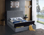 Bliss Velvet King Bed (3 Boxes) Grey - Gate FurnitureKing Bed