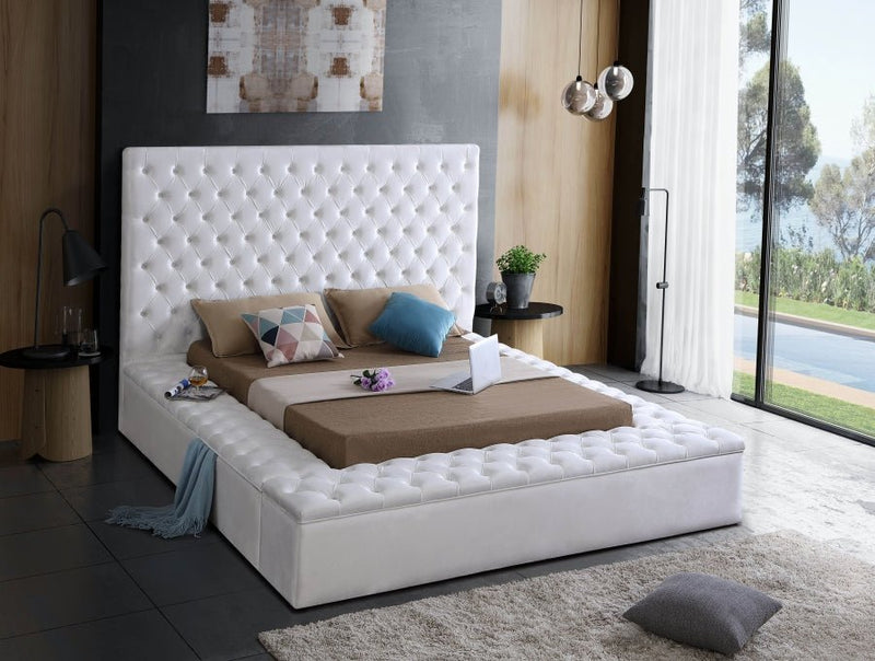 Bliss Velvet King Bed (3 Boxes) White - Gate FurnitureKing Bed
