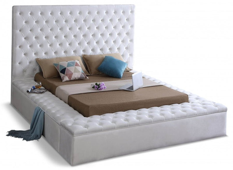 Bliss Velvet King Bed (3 Boxes) White - Gate FurnitureKing Bed