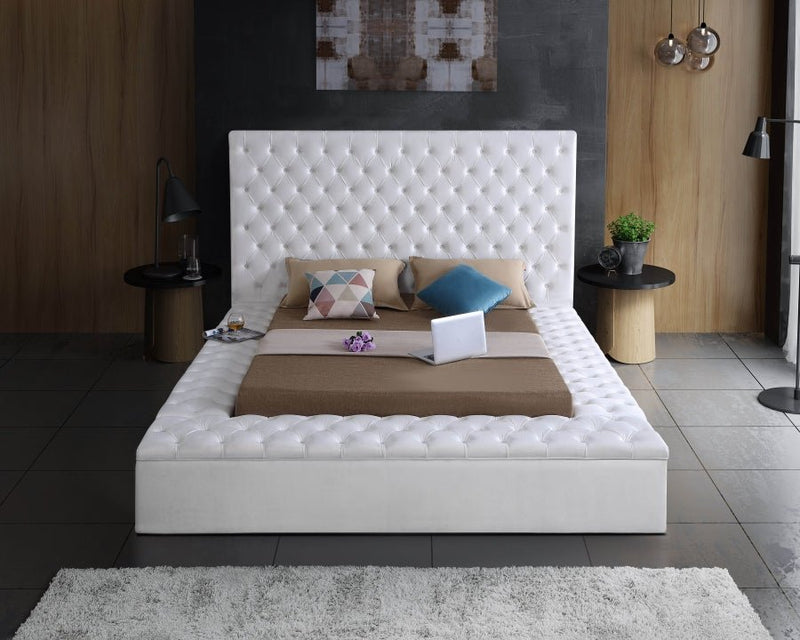 Bliss Velvet King Bed (3 Boxes) White - Gate FurnitureKing Bed