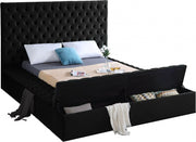 Bliss Velvet Queen Bed (3 Boxes) Black - Gate FurnitureQueen Bed