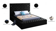 Bliss Velvet Queen Bed (3 Boxes) Black - Gate FurnitureQueen Bed