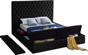 Bliss Velvet Queen Bed (3 Boxes) Black - Gate FurnitureQueen Bed