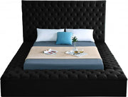 Bliss Velvet Queen Bed (3 Boxes) Black - Gate FurnitureQueen Bed