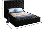 Bliss Velvet Queen Bed (3 Boxes) Black - Gate FurnitureQueen Bed