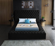 Bliss Velvet Queen Bed (3 Boxes) Black - Gate FurnitureQueen Bed
