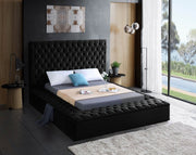 Bliss Velvet Queen Bed (3 Boxes) Black - Gate FurnitureQueen Bed