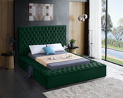 Bliss Velvet Queen Bed (3 Boxes) Green - Gate FurnitureQueen Bed