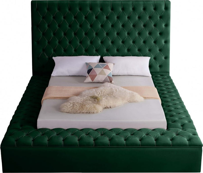 Bliss Velvet Queen Bed (3 Boxes) Green - Gate FurnitureQueen Bed