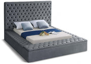 Bliss Velvet Queen Bed (3 Boxes) Grey - Gate FurnitureQueen Bed