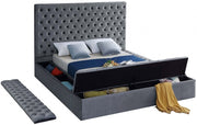 Bliss Velvet Queen Bed (3 Boxes) Grey - Gate FurnitureQueen Bed