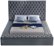 Bliss Velvet Queen Bed (3 Boxes) Grey - Gate FurnitureQueen Bed