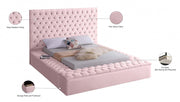 Bliss Velvet Queen Bed (3 Boxes) Pink - Gate FurnitureQueen Bed