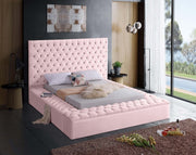 Bliss Velvet Queen Bed (3 Boxes) Pink - Gate FurnitureQueen Bed