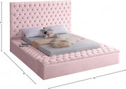 Bliss Velvet Queen Bed (3 Boxes) Pink - Gate FurnitureQueen Bed