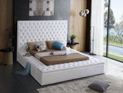 Bliss Velvet Queen Bed (3 Boxes) White - Gate FurnitureQueen Bed