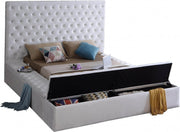 Bliss Velvet Queen Bed (3 Boxes) White - Gate FurnitureQueen Bed