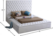 Bliss Velvet Queen Bed (3 Boxes) White - Gate FurnitureQueen Bed