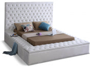 Bliss Velvet Queen Bed (3 Boxes) White - Gate FurnitureQueen Bed
