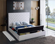 Bliss Velvet Queen Bed (3 Boxes) White - Gate FurnitureQueen Bed